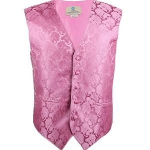 Y&G Men’s Fashion Pink Paisley Tuxedo Suit Vest Formal Waistcoat Wedding Large